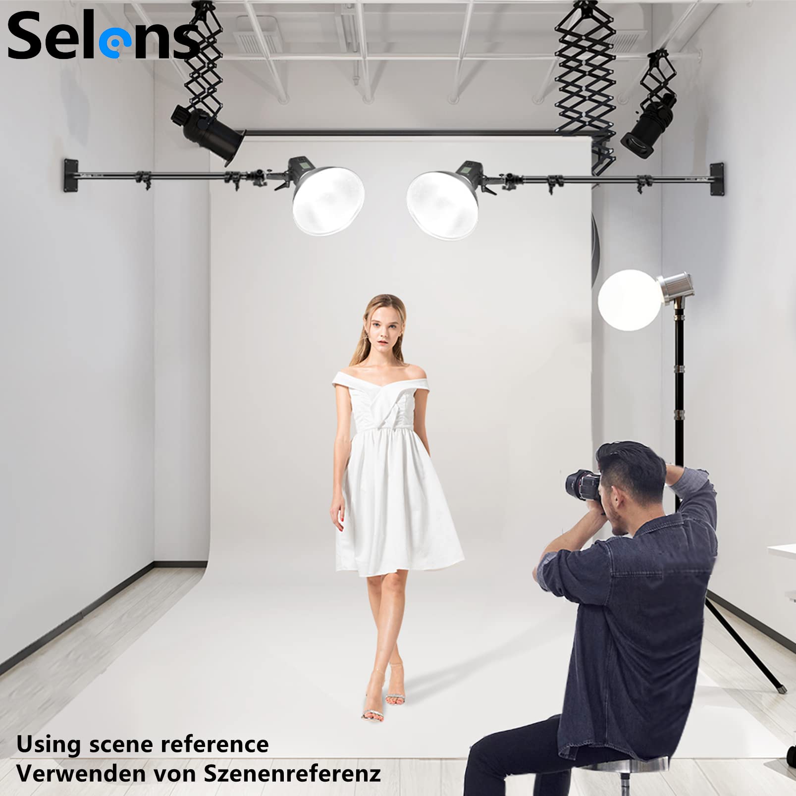 Selens Wandmontage Ausleger Boom Arm 103CM, Fotografie Wand Deckenmontage Arm 2 Stück Einstellbare Länge mit 3/8" 1/4" Gewinde Universal Adapter für Fotostudio Videoleuchten Regenschirme Reflektoren