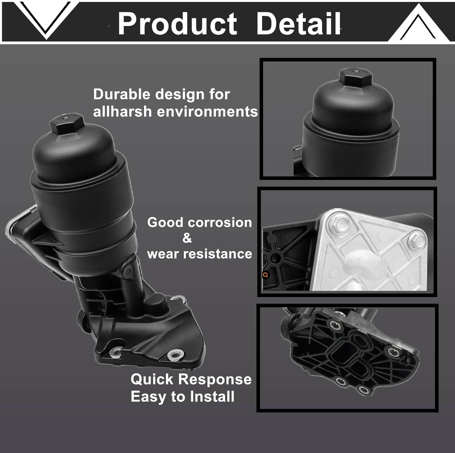 Complete Engine Oil Filter Housing Assembly 26300-3CAB0,Compatible with Kia Sedona Cadenza Sorento Hyundai Santa Fe Azera 3.3L 3.5L V6 2012-2019 Replaces 26300-3CAB0 26300-3CAB1