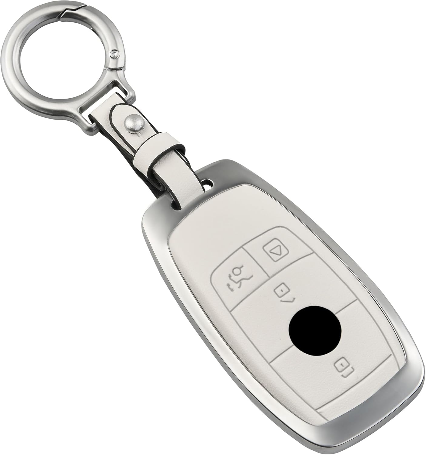 Key Fob Cover Leather 4 Button Compatible for Mercedes Benz 2019-2023 C, E Class，2017-2023 GLS, GLB, G Class, 2020-2023 GLC, 2020-2025 GLE, AMG, 2016-2023 CLS, 2017-2024 S Class, CL