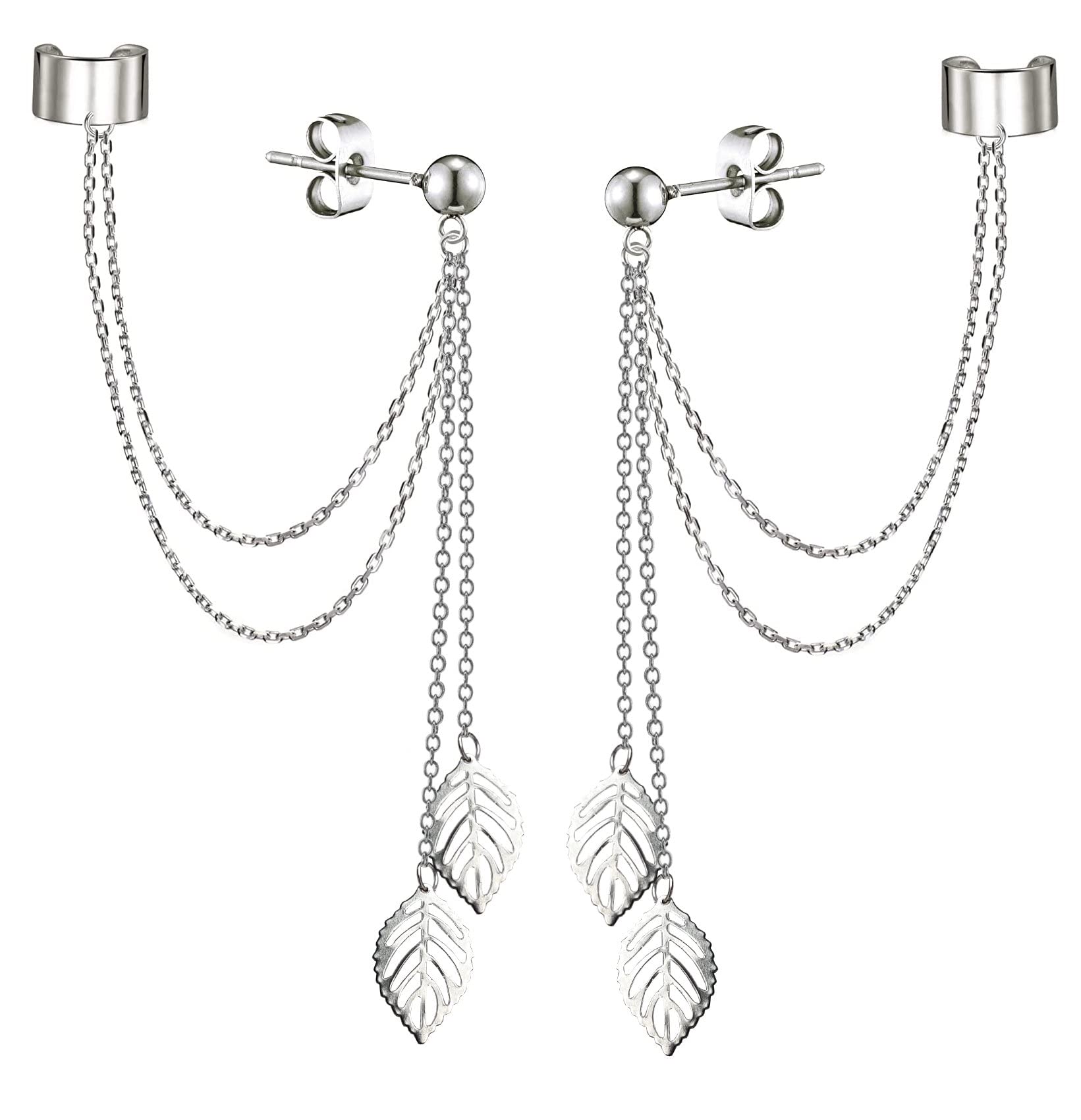 Via Mazzini No-Tarnish No-Fading Chains Medley Leaves Ear Cuff Earrings For Women And Girls (ER2069) 1 Pair (B0BGJ6RZLZ) Amazon Price History, Amazon Price Tracker
