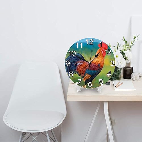 Miniatura 3 de Reloj de pared rústico de gallina con pilas, reloj redondo silencioso para decoración de pared para el hogar, oficina, escuela, 12 pulgadas