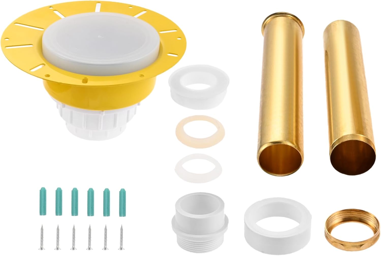 Freestanding Bathtub Drain Rough-in Kit, Bathtub Drain Kit with PVC Plastic Adapter and Brass Tail Pipes Compatible with All Freestanding Bathtubs, Floor Mounted Bathtub and Copper Bathtub