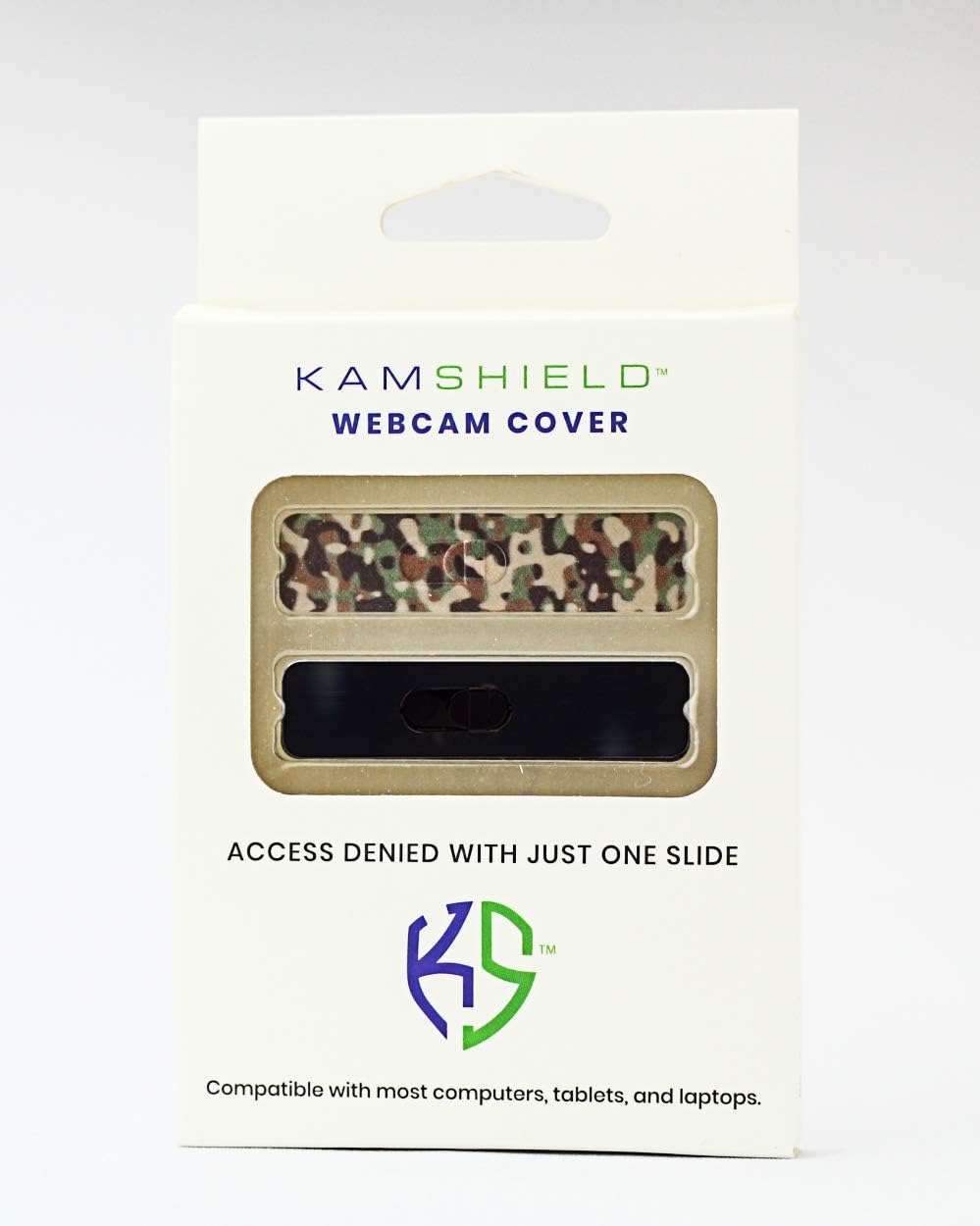 Kamshield Webcam Cover - Sliding Camera Cover for Laptops, Ipads, and Tablets, Protect Your Privacy (2-Pack Bundle) Army Camouflage/Black
