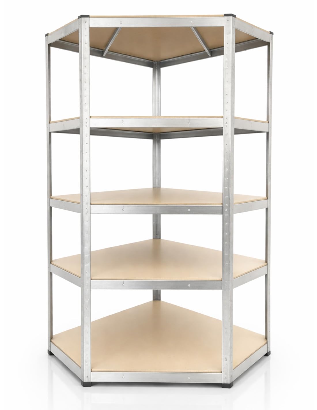 Jardin202 - Estantería Metálica con Baldas Ajustables | 5 Baldas | Carga 875 Kg | Pack 2 uds (Plata - Estantería con Esquina)