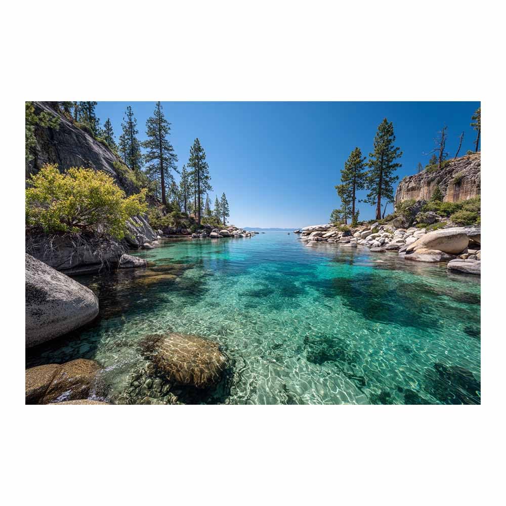 HOQIU Beautiful wall art Turquoise Lake Cove canvas artwork for wall, art prints, For living room, bedroom, bathroom, dining room, painting and decor.(Multicolor)-70x100cm Unframed