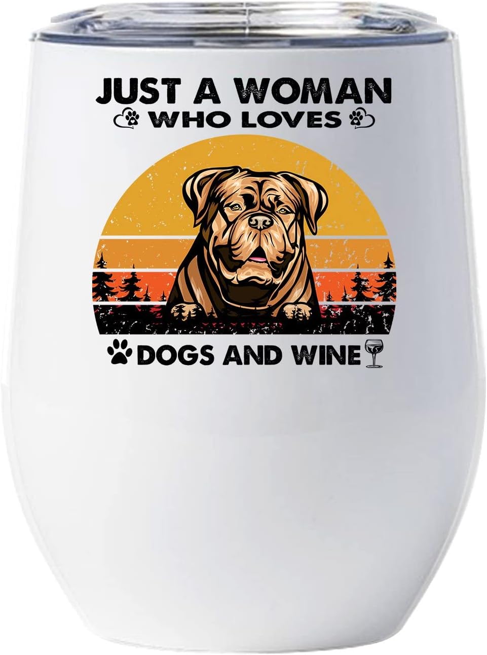 Just A Woman Who Loves Dogs And Wine Tumbler, English Springer Dog Wine Glass 12oz With Lid Gift For Pet Lover, Vintage Sunset Springer Spaniel Mug Tumblers Stainless Steel Idea For Dog Mom