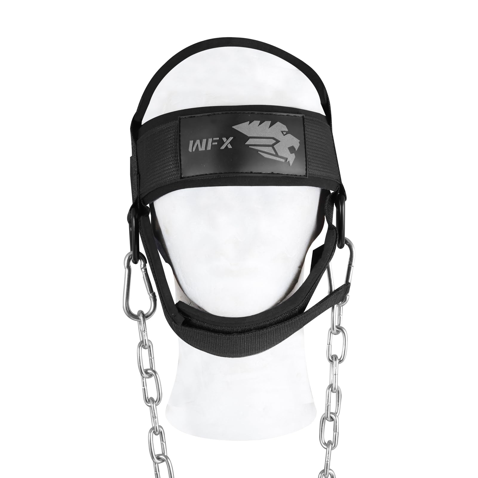 WFX Imbracatura per la testa Collo Immersione Heavy Duty Lunga Catena in Acciaio Regolabile Fitness Collo Harness Sollevamento Pesi Cinghia Imbottita In Neoprene Allenamento Resistenza Allenamento