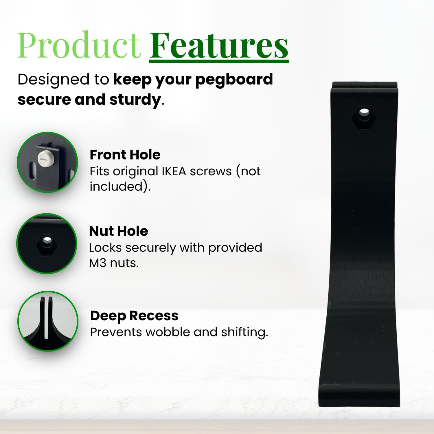 shush Pegboard Support Feet Compatible with IKEA SKADIS – Free Standing Desk Base for Pegboard Display (Pair) (White)