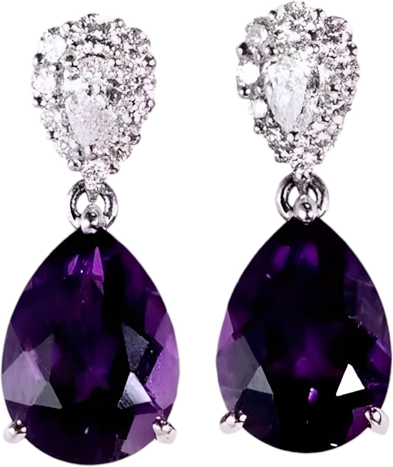 "Art Deco Vintage Lab Created Diamond & Sapphire Drop Earrings in 925 Silver Elegant Wedding Jewelry with D Color VVS1 Clarity Lab Created Diamonds and Deep Blue Sapphires"