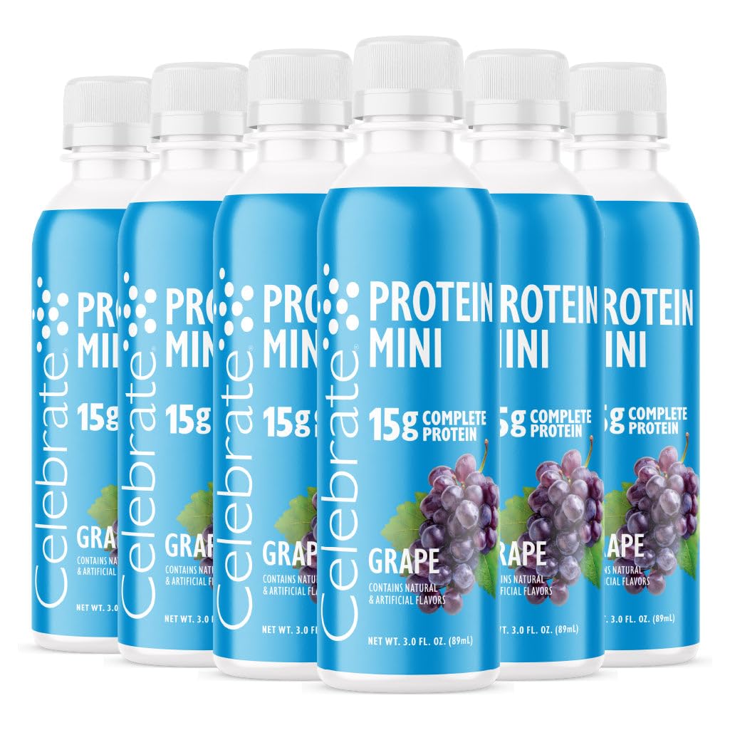 Celebrate Vitamins Mini Protein Drinks - Ready to Drink, 15g Complete Protein, BCAAs Amino Acids and Hydrolyzed Collagen - Zero Carbs, Gluten Free, Sugar Free, & Fat Free - 3 Fl Oz Each