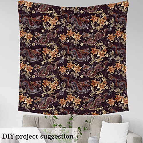 Dragon Fabric by The Yard Oriental Chinese Style Dragon Upholstery Fabric for Chairs Embroidery Design Floral Jungle Animal Decorative Waterproof Outdoor Fabric 5 Yards,(L460*W150cm) Brown Black - Image 4
