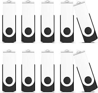 JUANWE 10 Pack 32GB USB Stick Flash Drive Bulk USB 2.0 Flash Drive Swivel Thumb Drive Jump Drive Memory Stick Pen Drive - Black