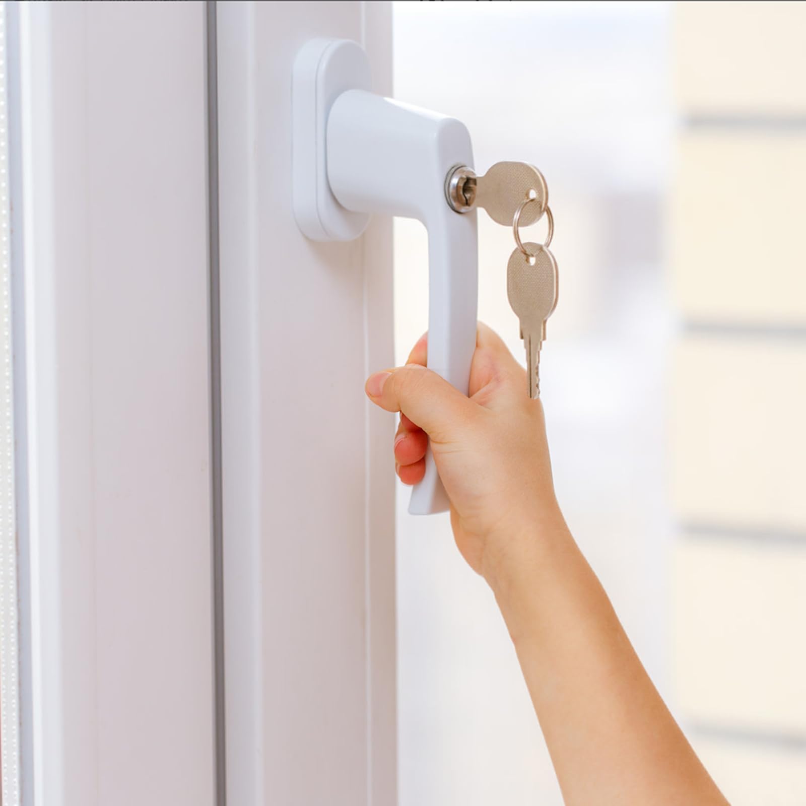 Poignee Fenetre Cle Ikodm Lot De 8 Poignées De Fenêtre Verrouillables En Aluminium Avec Serrure Avec 16 Paires De Clés Identiques (blanc Verrou Porte