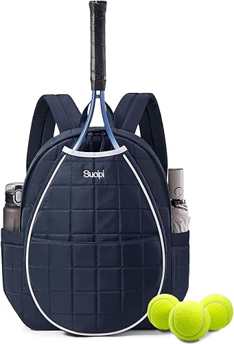 Miniatura 18 de Sucipi Bolsas de tenis para mujeres, Mochila bolsa acolchada para raqueta de tenis para raqueta de tenis, palas de pickleball, bádminton Verde