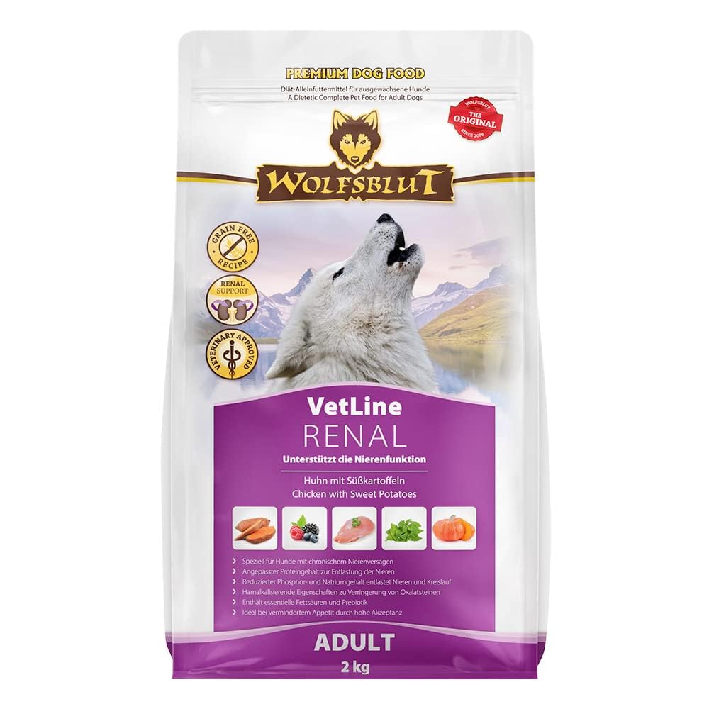 WOLFSBLUT  VetLine Renal | Dit Trockenfutter fr ausgewachsene Hunde zur  Untersttzung der Nierenfunktion. Getreidefreies Alleinfutter im Beutel |  2kg Huhn mit Skartoffeln : Amazon.de: Haustier