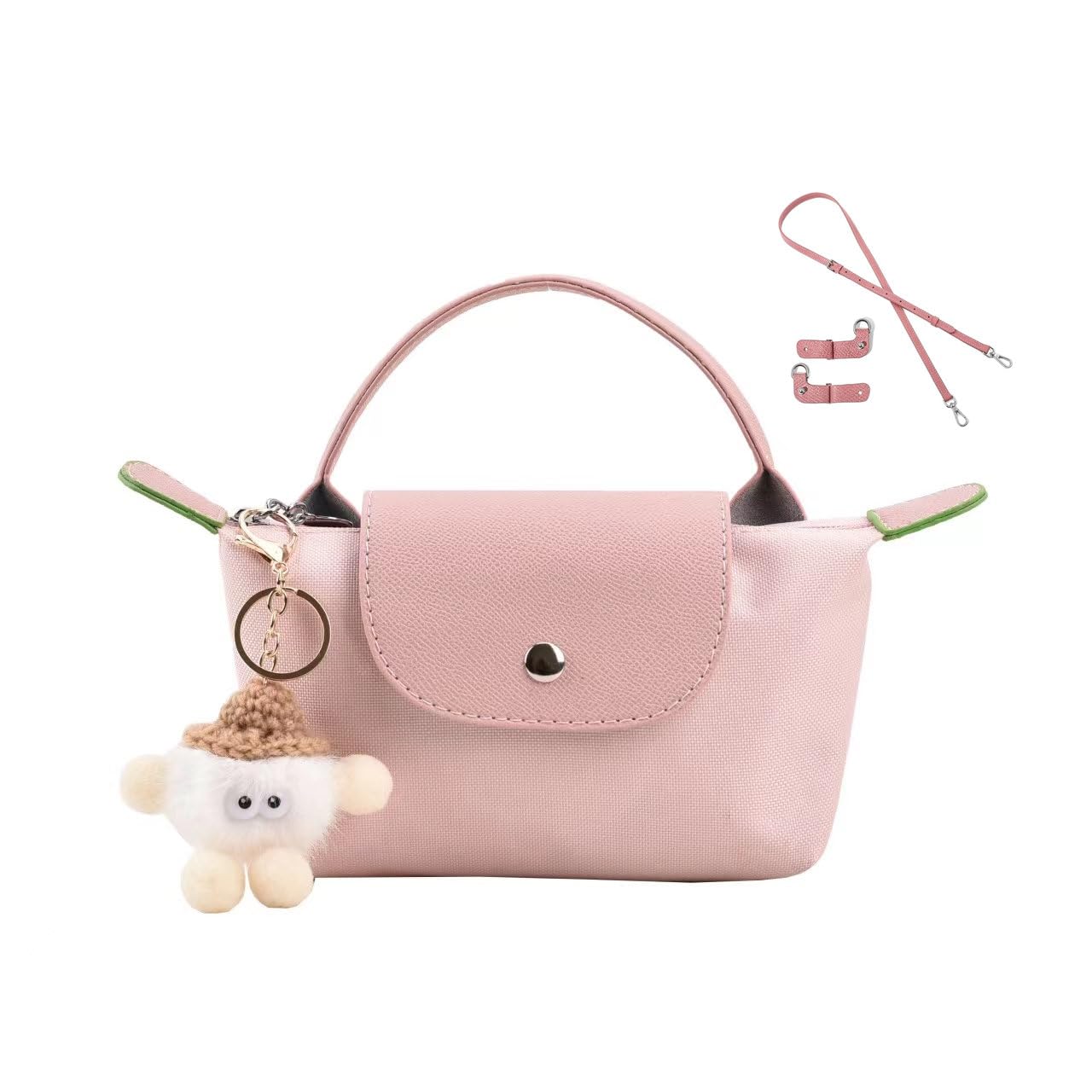 NumcigMini Shoulder Tote Bag for Women, Nylon Top-Handle Chain Strap Purse, Zipper Foldable Weekend Crossbody Handbag with strap