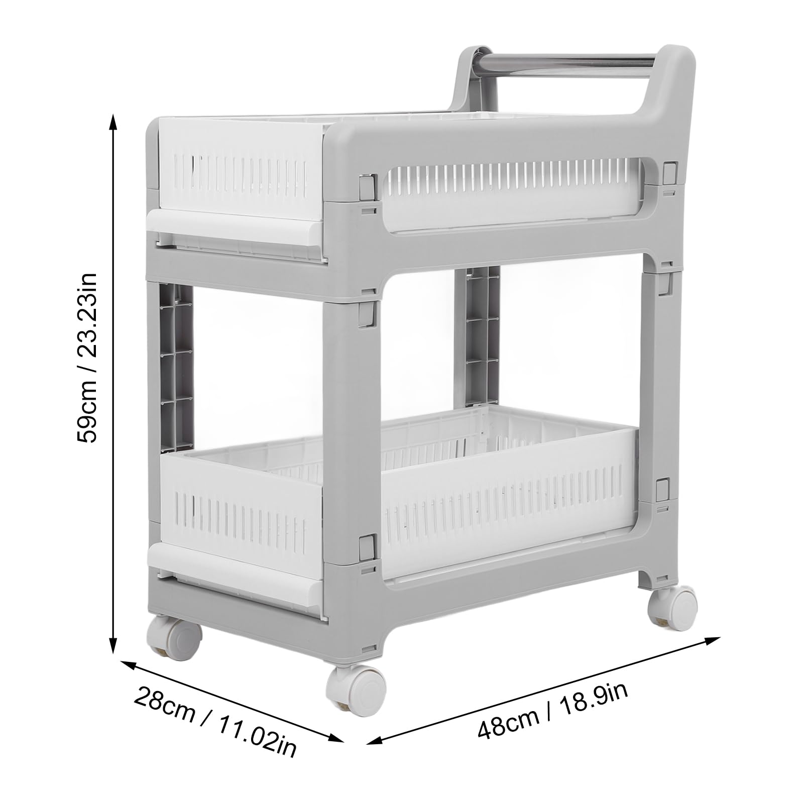 Carrello Multiuso a 3 Ripiani con Cestelli Scorrevoli, per | Carrello portaoggetti da multifunzionale con ruote per soggiorno, camera da letto, bagno, garage