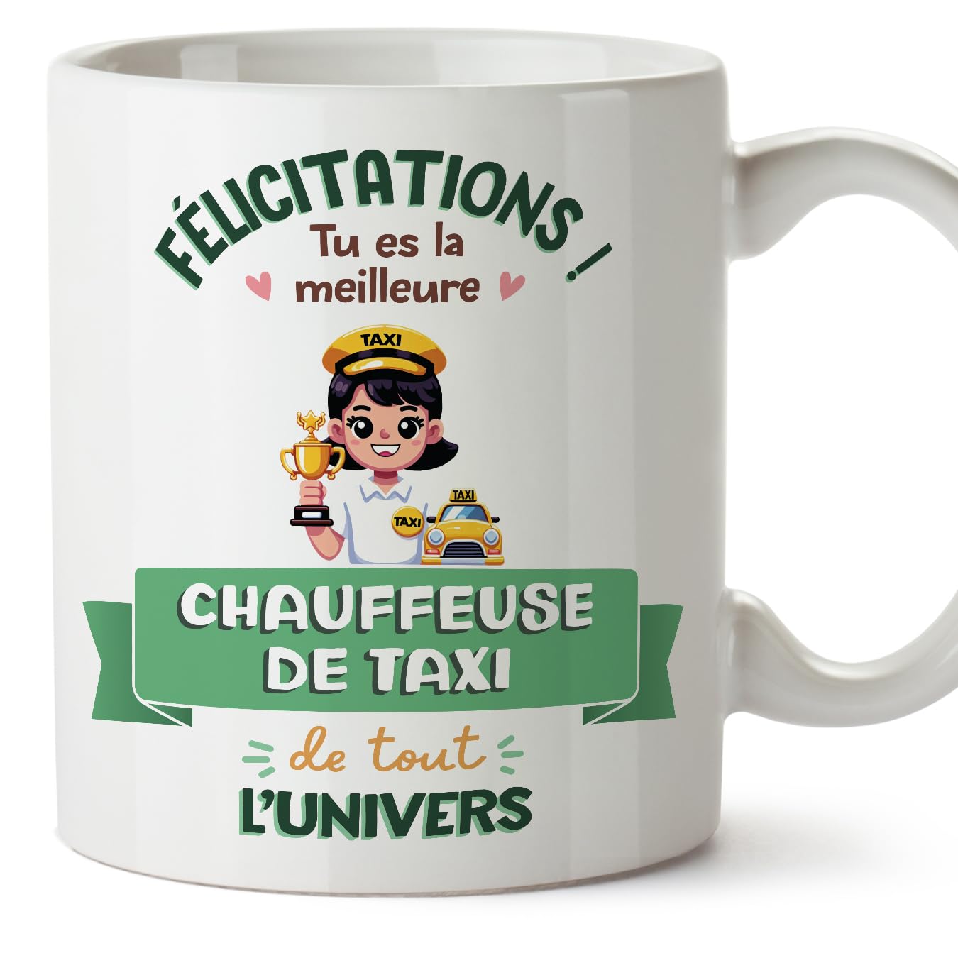 MUGFFINS Taxi Driver Woman Mug - in French - Meilleur Univers Trophée - Funny Gift for Colleagues - Ceramic 11oz Mug — image 1