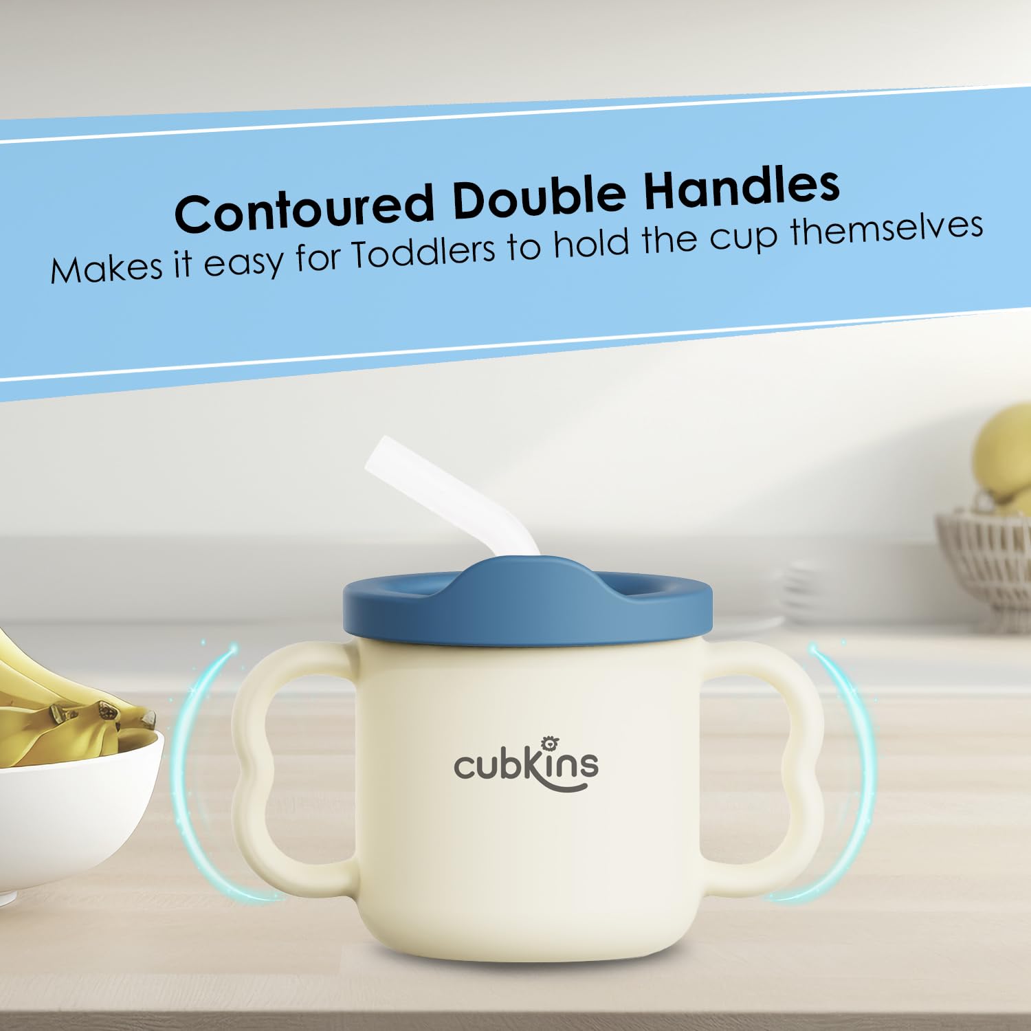 CUBKINS Silicone Sippy Cup with Soft and Durable Straw Training Cup for Babies | Transparent Measuring Level Cup with Lid for Toddler and Kids - Image 3 thumbnail
