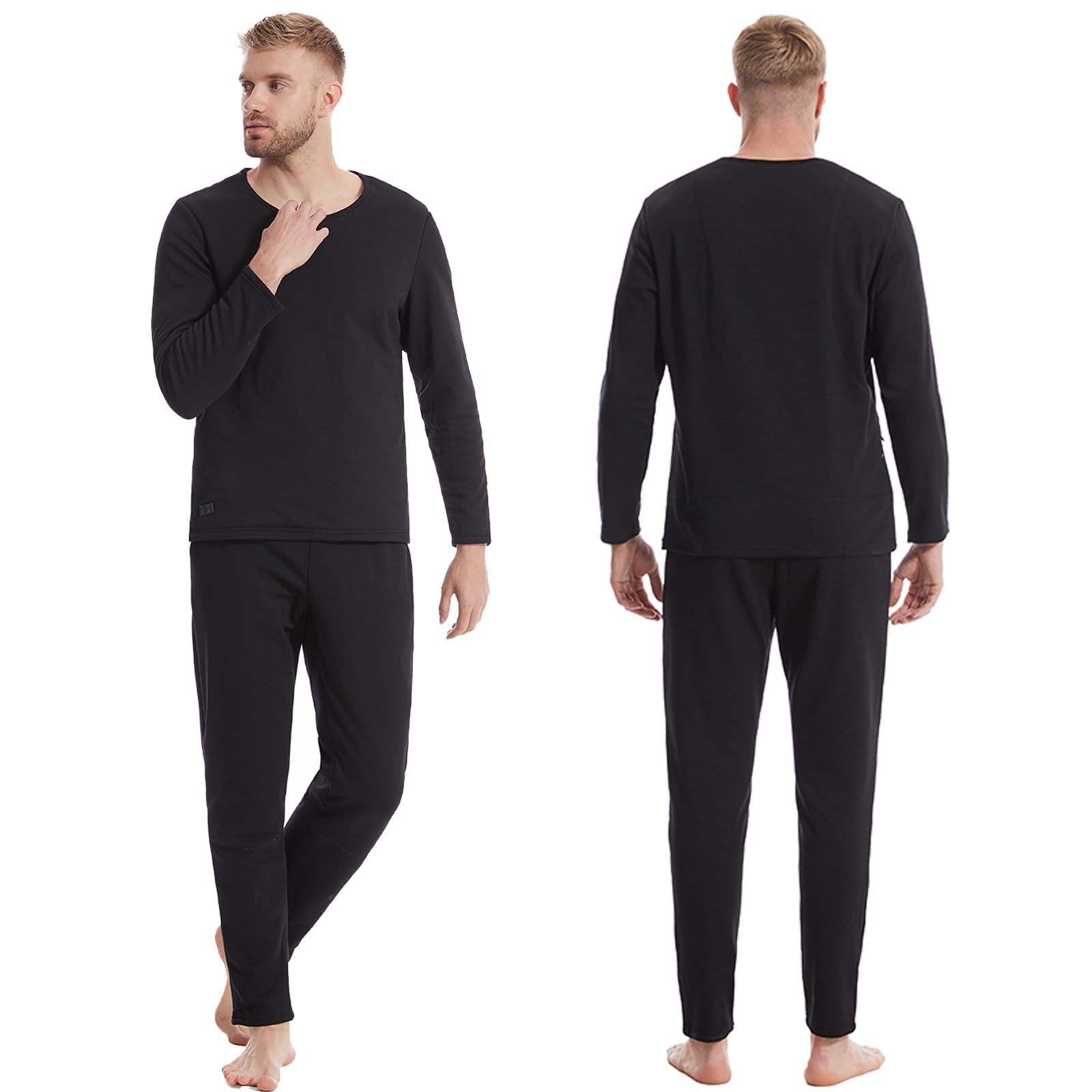 Set di Biancheria Intima Termica Riscaldata da Uomo con 30 Zone di Riscaldamento Pantaloni di Base E Pantaloni Lunghi Foderati in Pile