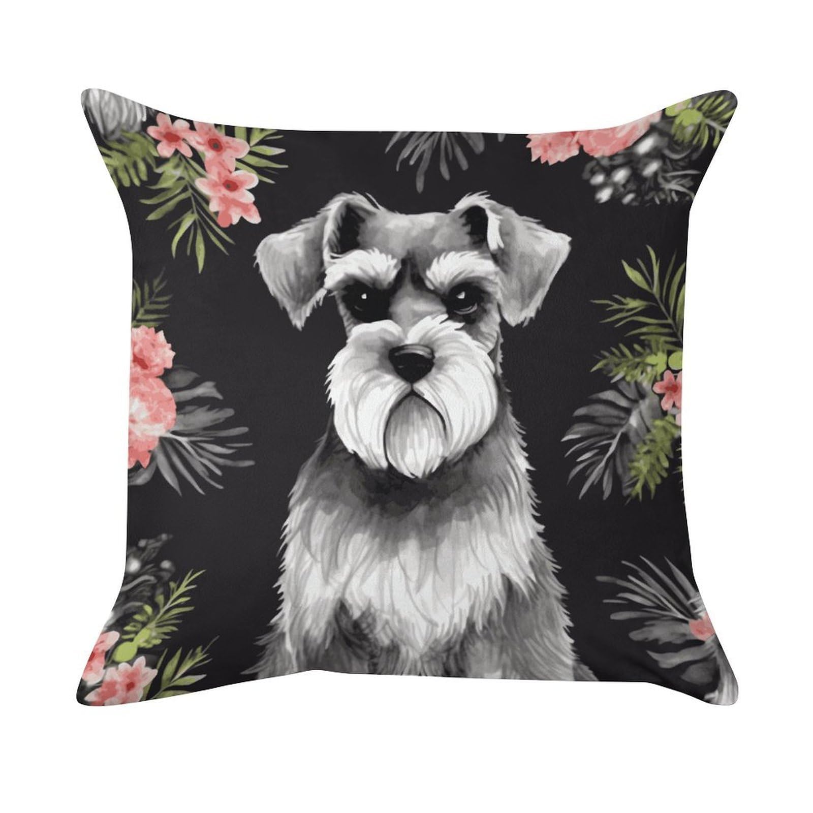 MUSM Schnauzer Throw Pillow Cover Standard Pillowcases with Invisible Zipper Luxury Cozy Velvet Pillow Shams Ultra Soft Lumbar Pillows Shells Decorative Square Cushion Cases
