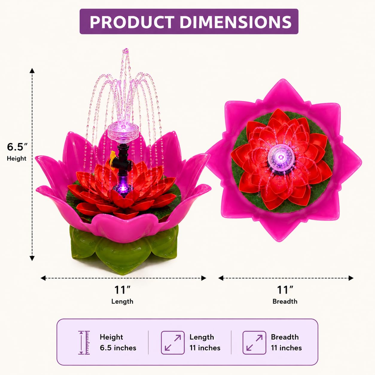 Lotus Fountain - Home Temple Decor with LED Light -2