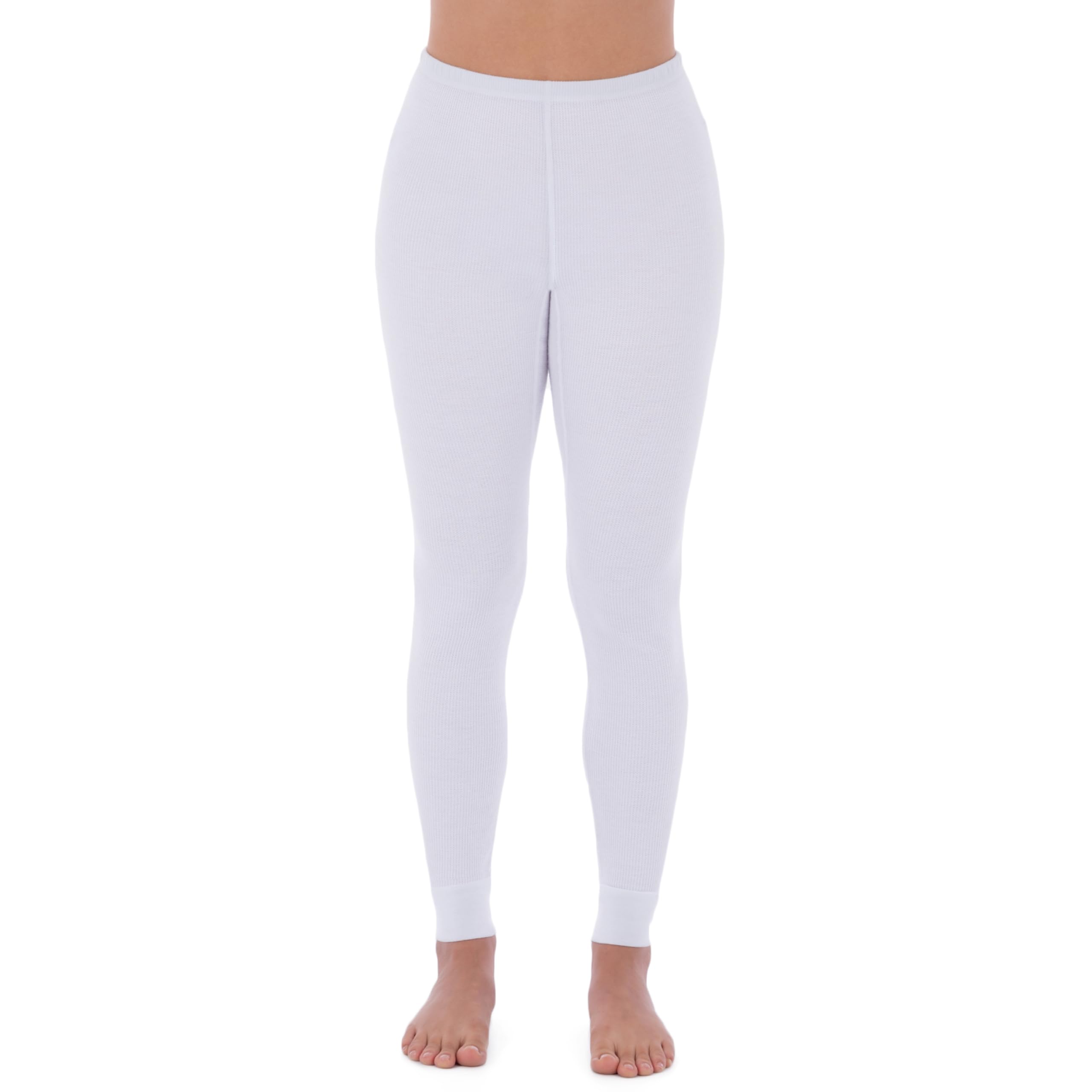 Fruit of the Loom Fondo térmico de Micro gofrado – Medias de Pijama – Fondo térmico de microgofre – Mujer, Blanco, M