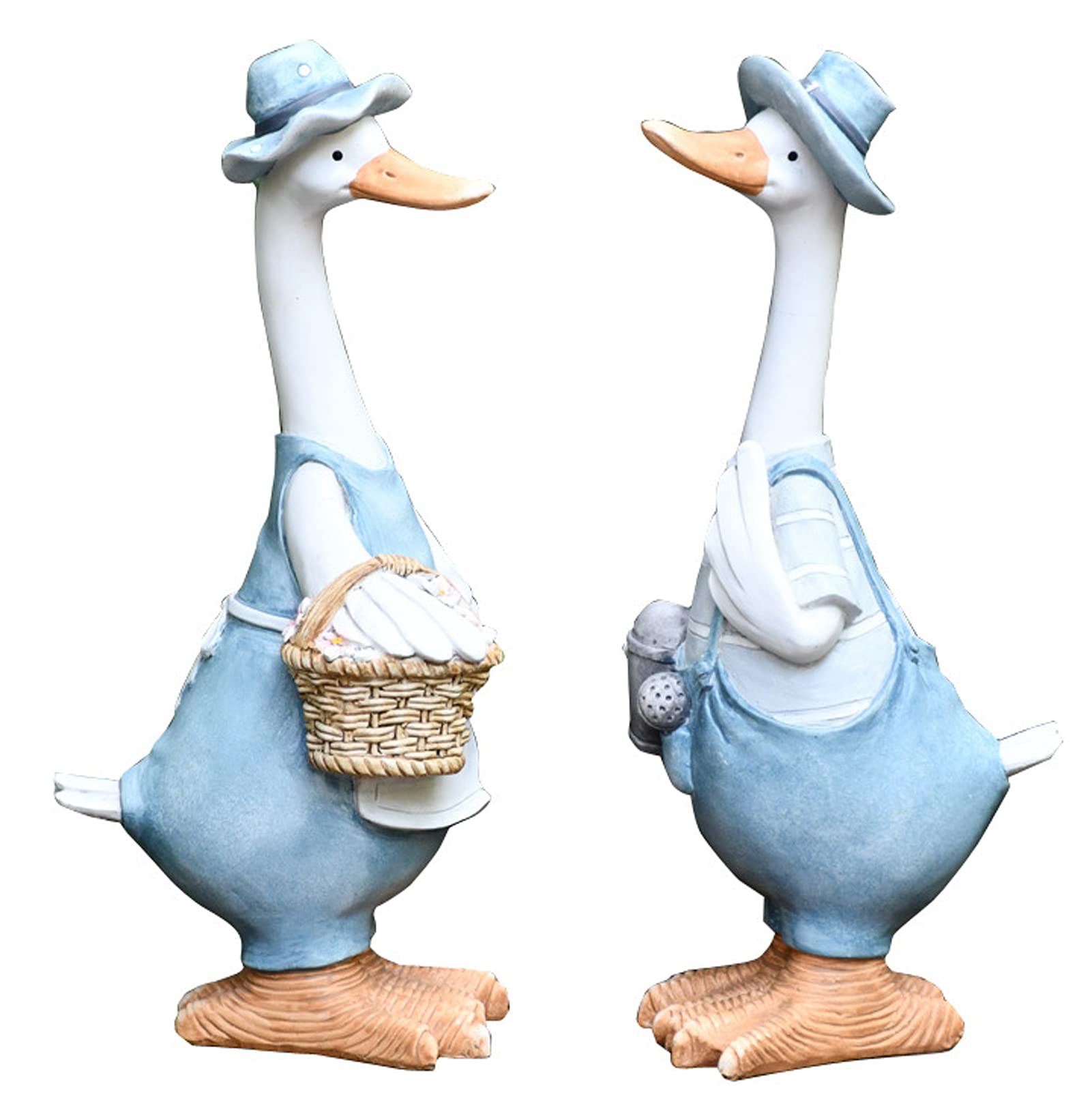 Uziqueif Pair of Ducks Garden Ornaments Outdoor,Cute Resin Duck Outdoor Statue Flexible Simulation Duck Ornaments for Outdoor Yard Lawn Garden Decorations Gifts,Duck A