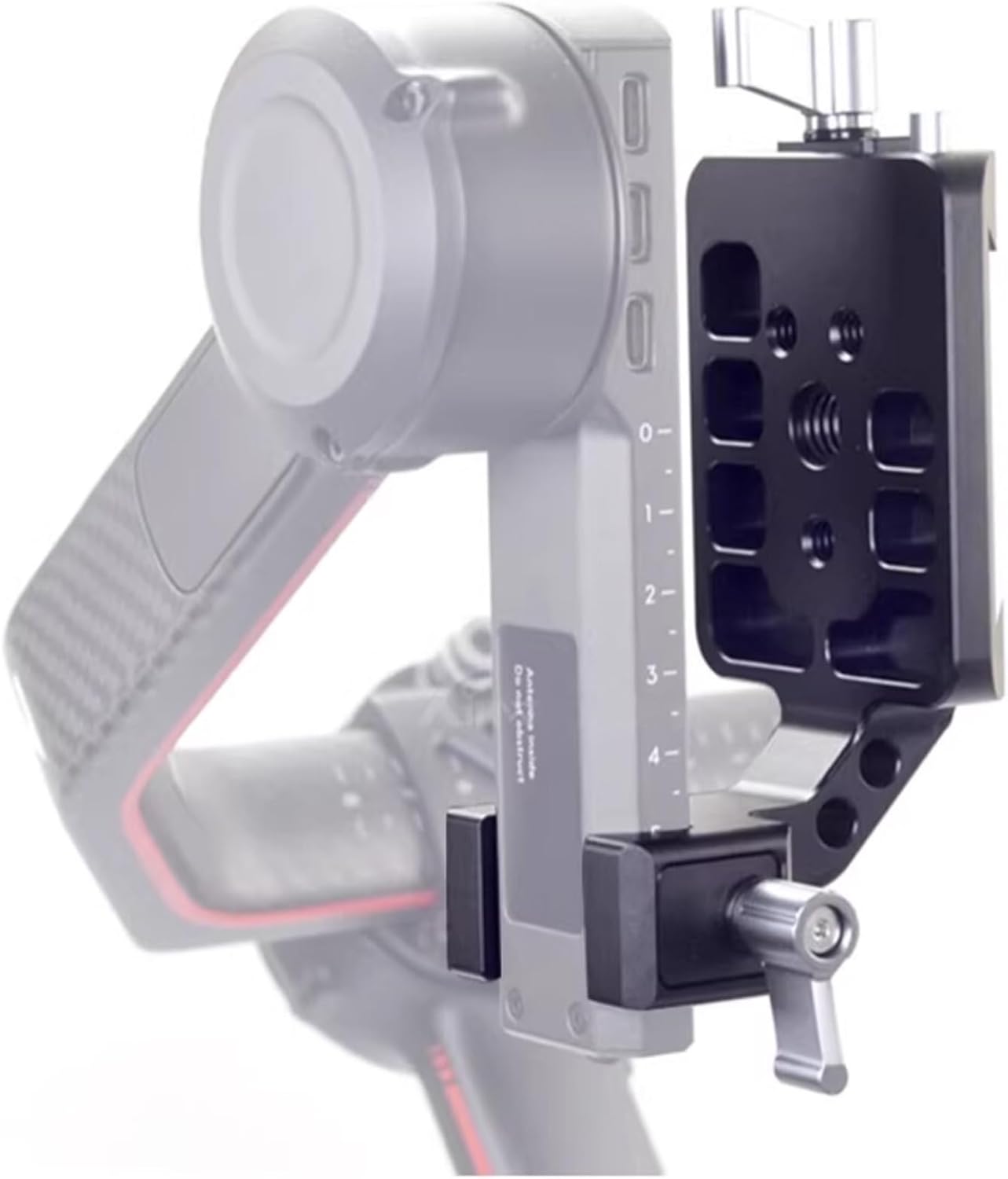 Vertical Camera Mount Compatible with DJI RS2/RS3, Black Aluminum & Stainless Steel, Adjustable Angle, Secure Attachment for Vertical Shooting