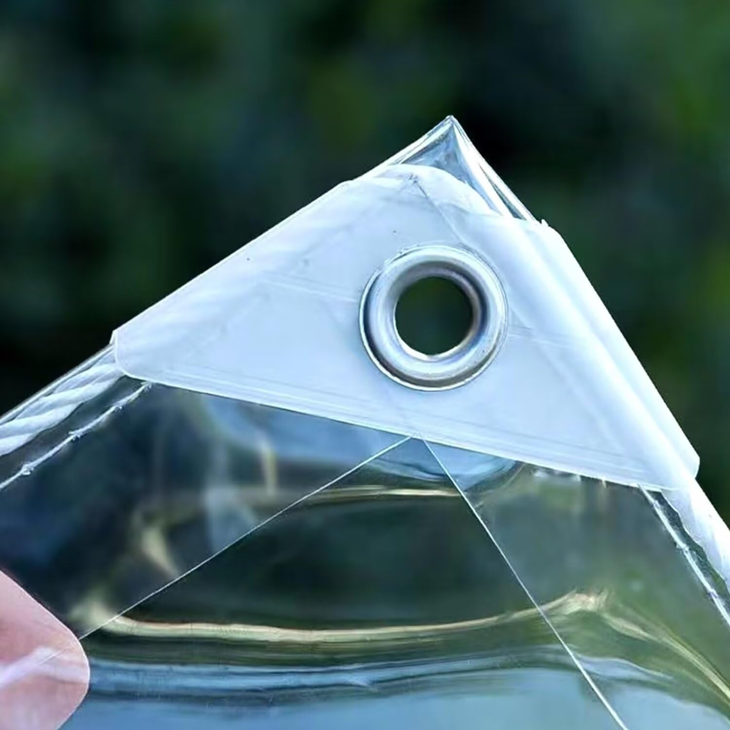 Bâche transparente imperméable et résistante avec œillets, en PVC, 0,35 mm, pliable, anti-âge, douce au toucher, parfaite pour clôtures de terrasse (2,1 x 4,4 m)