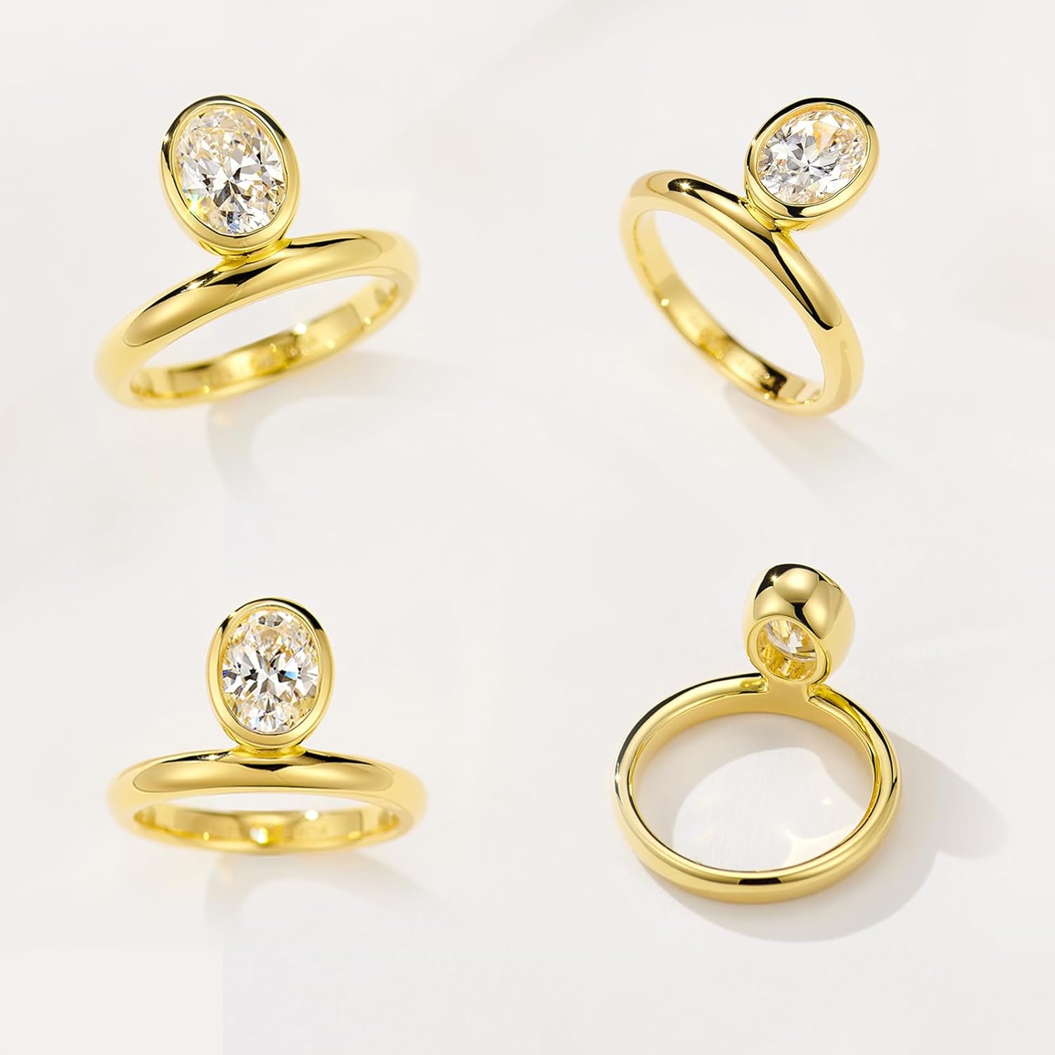 3CT 18K Gold Plated 925 Sterling Silver Gold Oval Engagement Ring, Vintage Gold Engagement Rings For Women,Promise Wedding Ring Sets For Her,Travel Wedding Ring Set