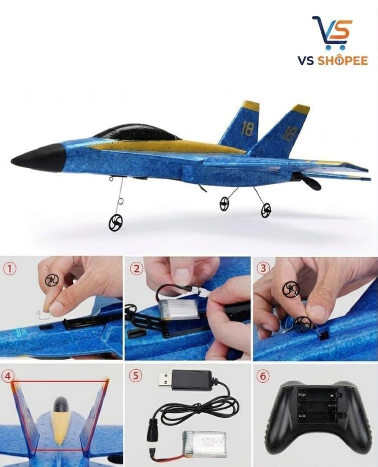 Image of SU-27 RC Fighter Jet: 2.4GHz High-Speed RC Airplane with LED Lights, 6-Axis Gyro & Durable EPP Foam - Easy to Fly Electric Aircraft Toy for Kids, Beginners & Adults (SU-27 RC Fighter Jet)