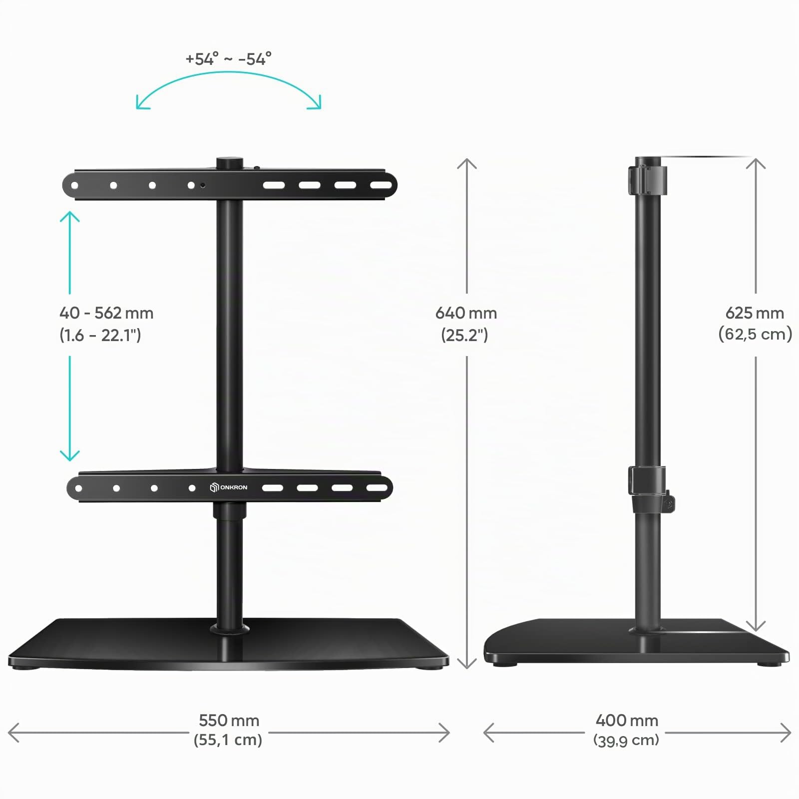 ONKRON TV Standfuss 32-75 Zoll, bis 40 kg, max VESA 400x400, PT3-B