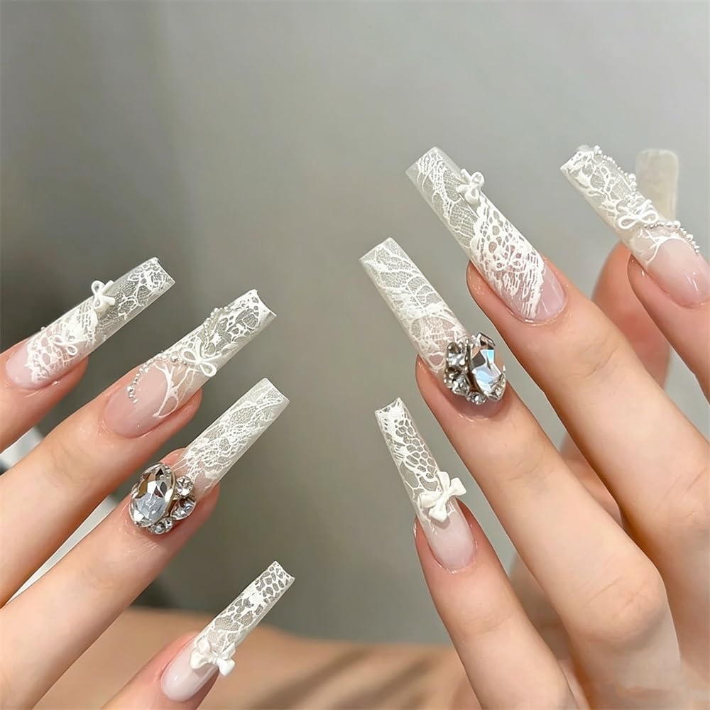 French Lace Silicone Nail Molds Embossed Lace Rose Flower Nail Art Molds Elegant Floral Border 3D Gel Mold Flower Nails Charms Resin Mold Carving Template DIY Manicure Tool Nails Supplies Accessories