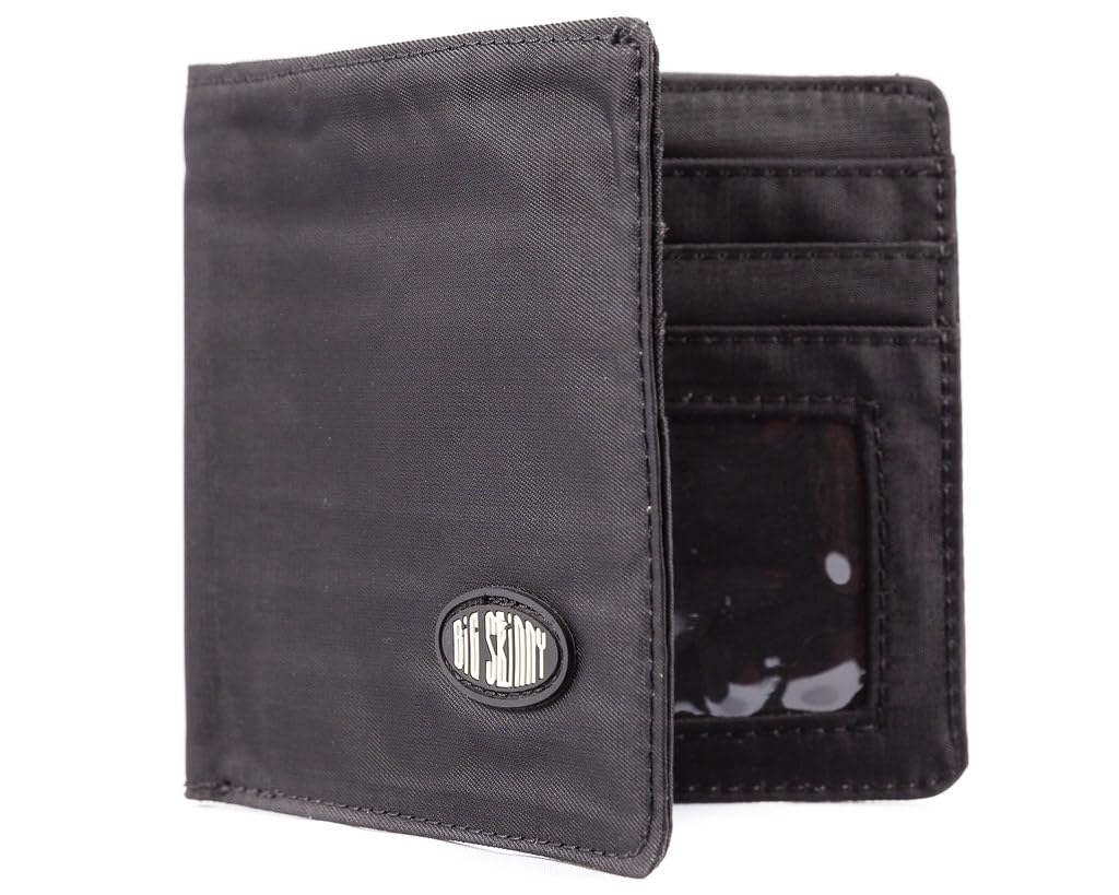 Big Skinny Men's World Bi-Fold Slim Wallet with Zippered Pocket, Holds Up to 35 Cards, Black