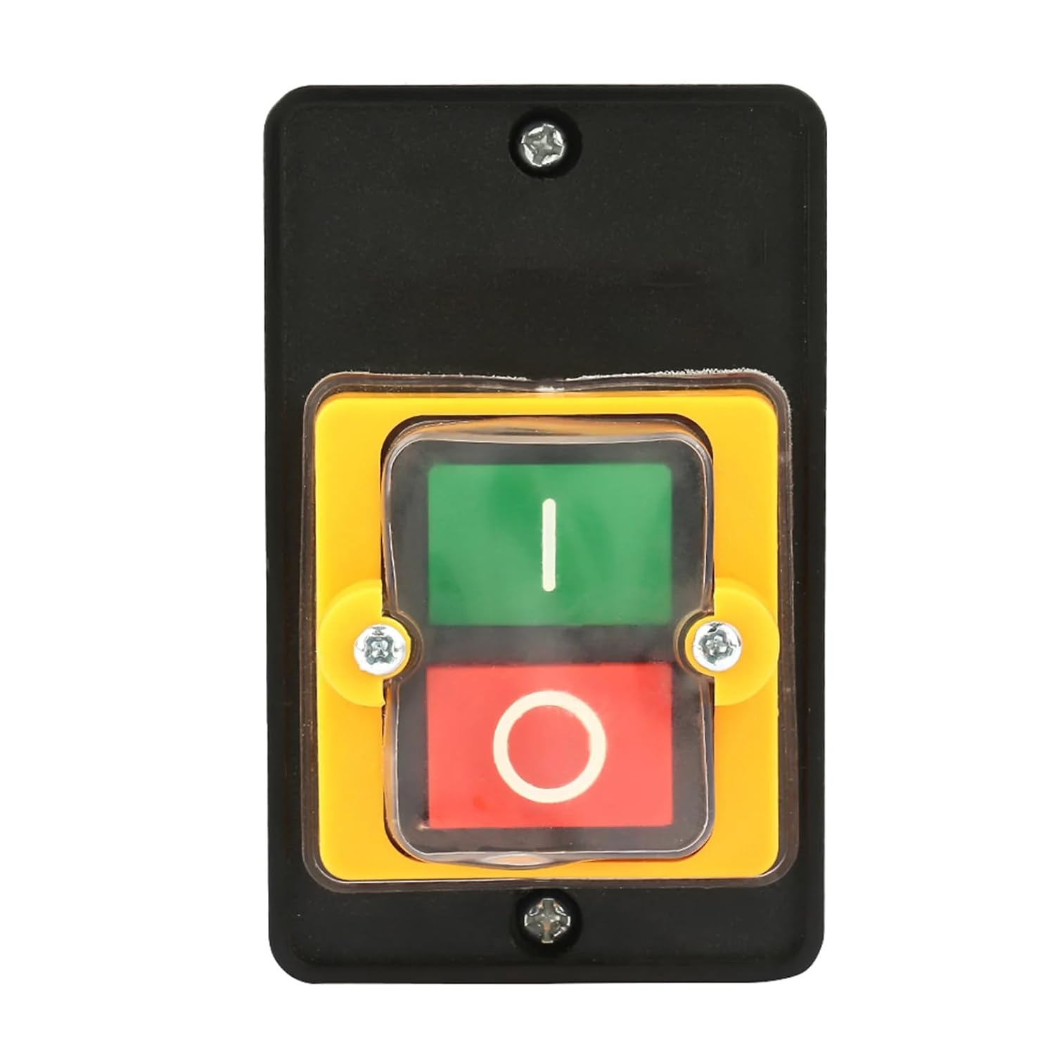 KA0-10KH Waterproof Push Button Switch, ON/Off Start Stop Pushbutton, AC 220V/380V 10A, Black Plastic Housing with Yellow Frame