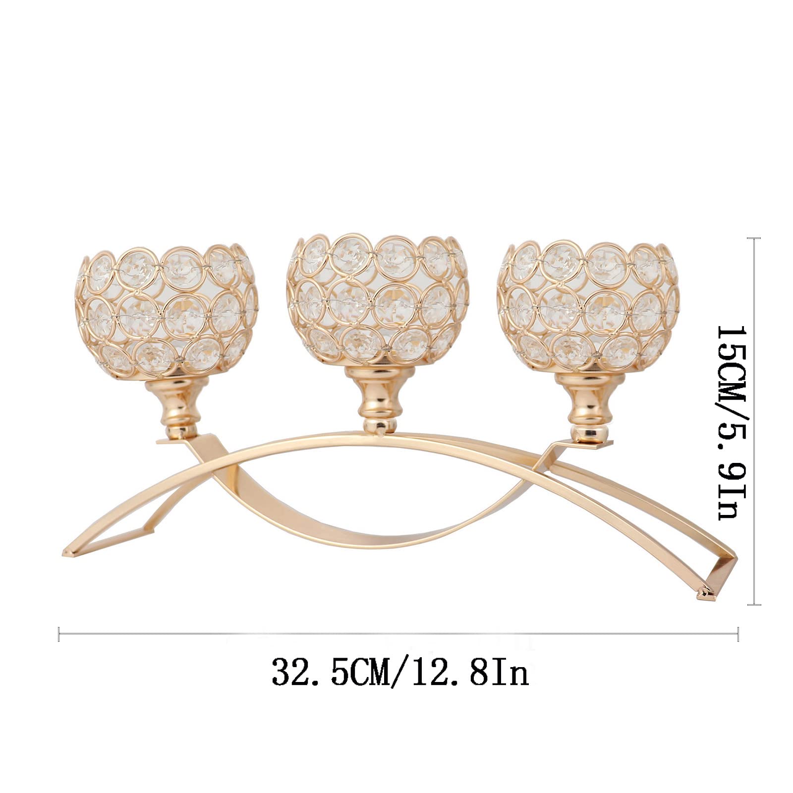 Vidisan Gold Crystal Candle Holders,3 Arms Table Candelabras,Buffet