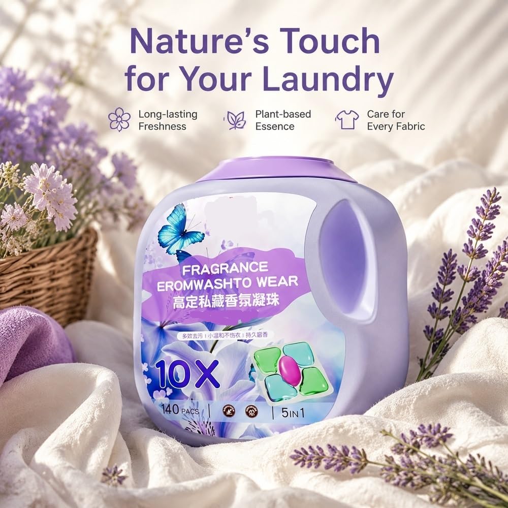 Perline 5-in-1 Per Bucato, 140 Pz., Profumo Bluebell. | Pulizia Profonda, Ammorbidisce E Protegge Il Colore, Fragranza Fresca.
