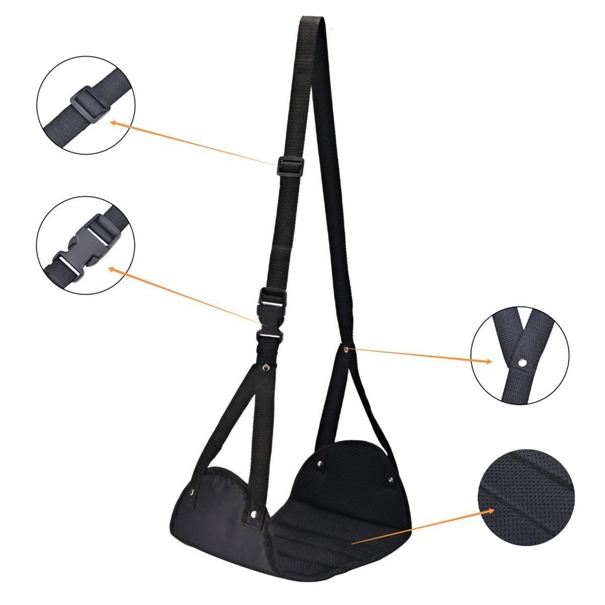 VIRADHAM Airplane Foot Rest – Extra Large (18.5" X 8.5") Travel Foot Hammock | Adjustable Height Portable Footrest for Flights | Compact Carry-On Travel Accessory for Office | Long Trips 2