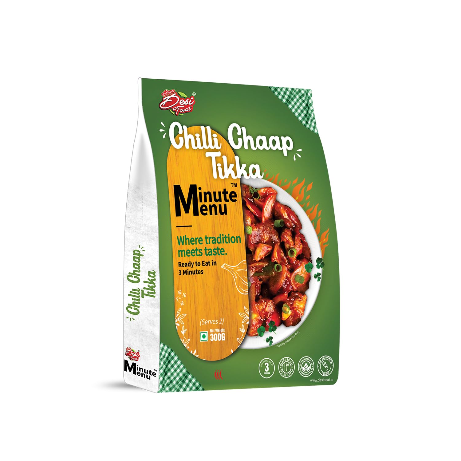 Desi Treat Minute Menu Chilli Chaap Tikka | Ready to Eat in 3 Minutes | Plant-Based Protein Rich Snack | Ideal for Lunch, Dinner, Party & Travel Meals | 300g Pack-image-35
