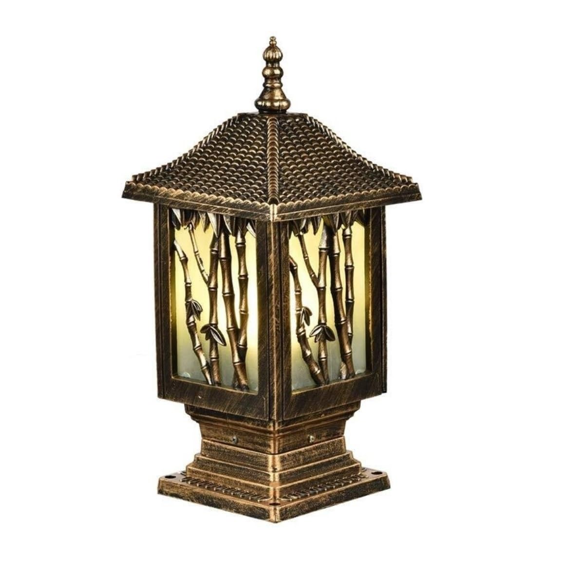 Mastleuchte Aluminium Außensäulenleuchte Hoflandschaftssäulenleuchte Glaspfostenleuchte wasserdichte Rasensäulenlampe Außenmast Garten(Bronze,20 * 43cm)