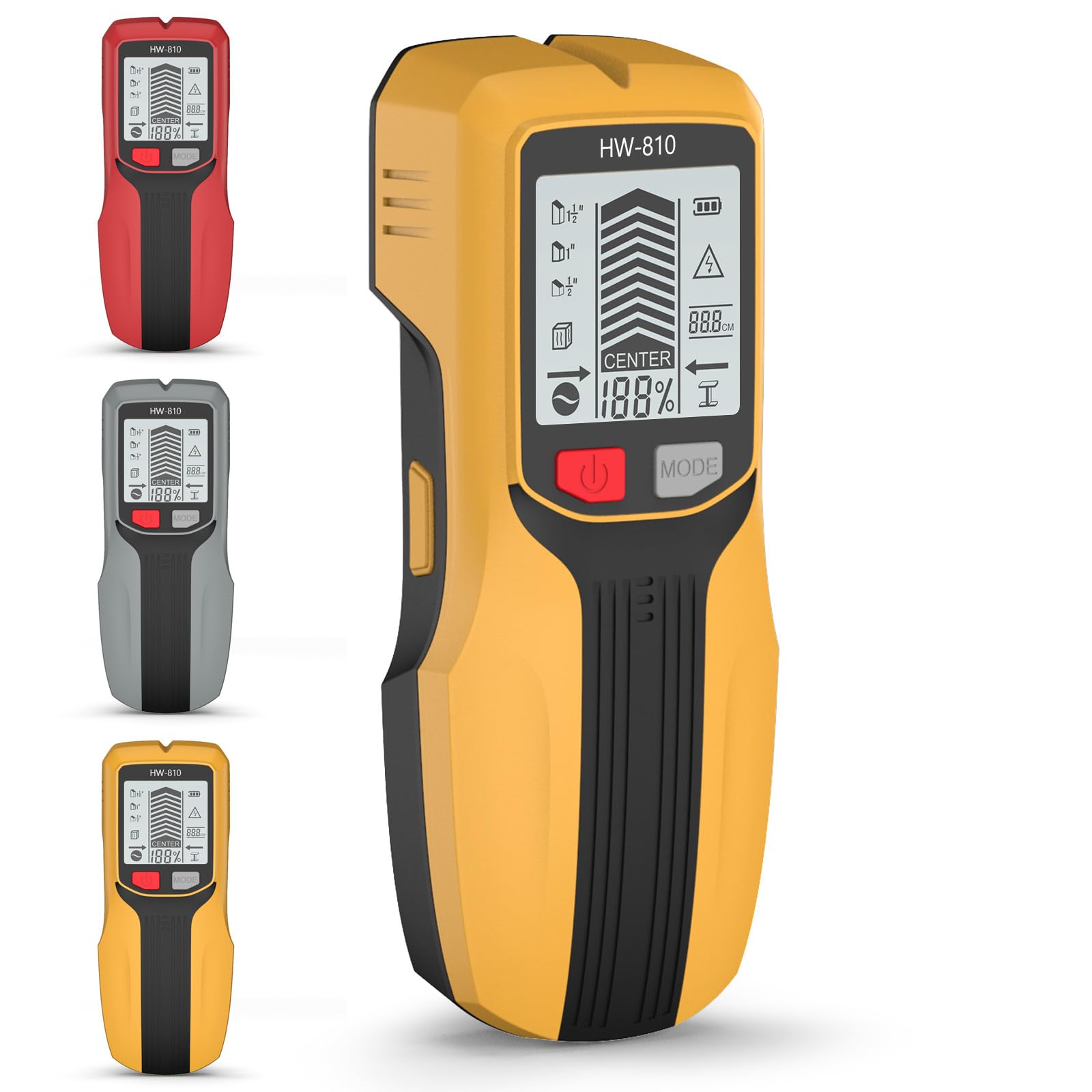 BigKing 6 in 1 Wall Detector with LCD Display and Audible Alarm for Detecting Wood, Joists, Tubes, Rebar Bars, Cables Under Voltage Ca, Center and Deep Metal Edges (No Battery)