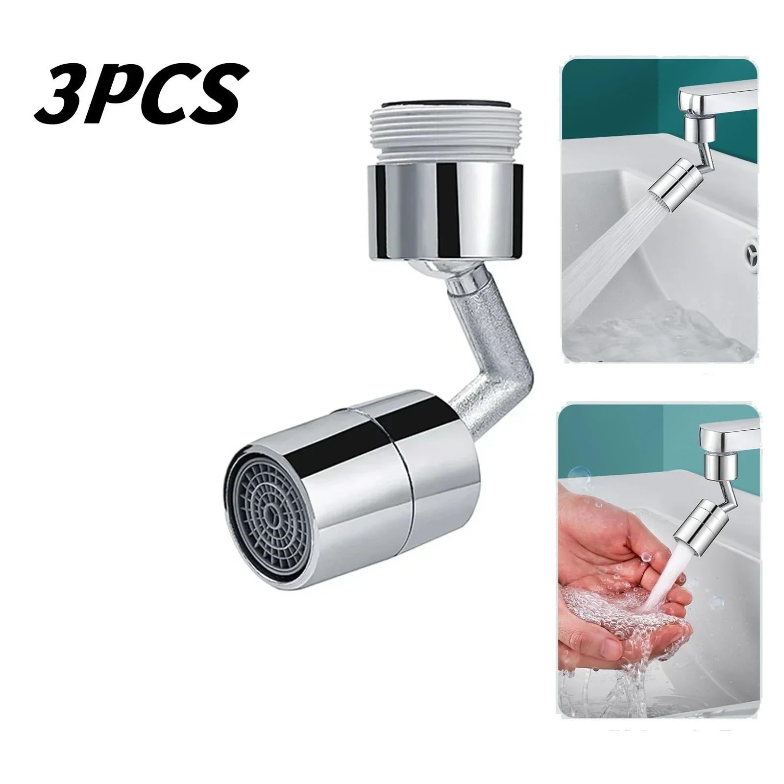 720 gradi universale rubinetto lavabo prolunga adattatore aeratore antispruzzo rotante risparmio acqua plastica ABS (720 gradi rubinetto 3PC)