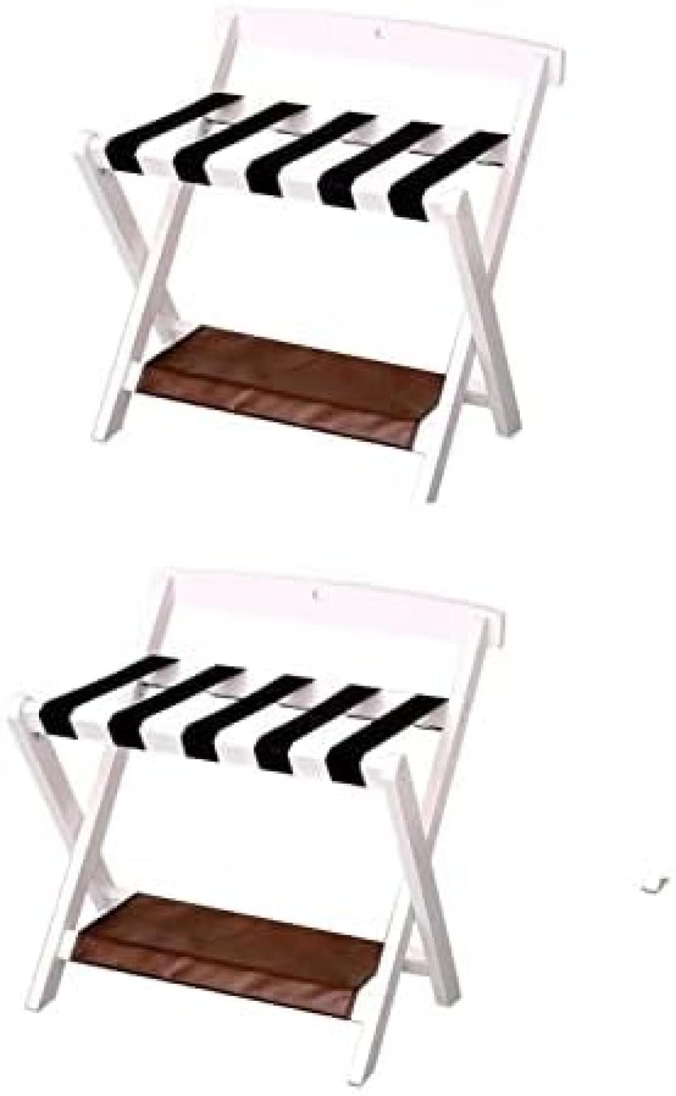 Juego de 2 portaequipajes plegables de madera maciza for suelo, 60 x 50 x 65 cm(White)
