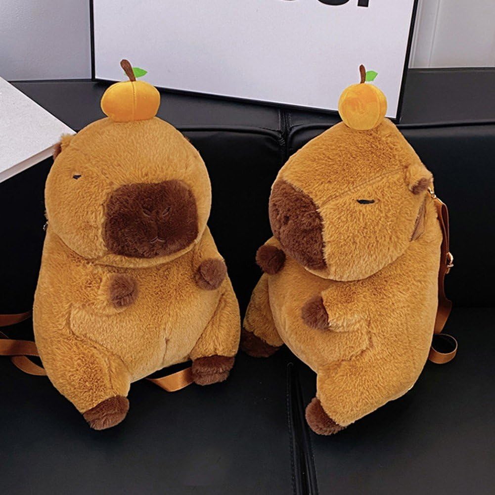 Capybara Plüsch-Rucksack – Lustiger Cartoon-Tagesrucksack, 25x15x40 Cm, Verstellbare Träger