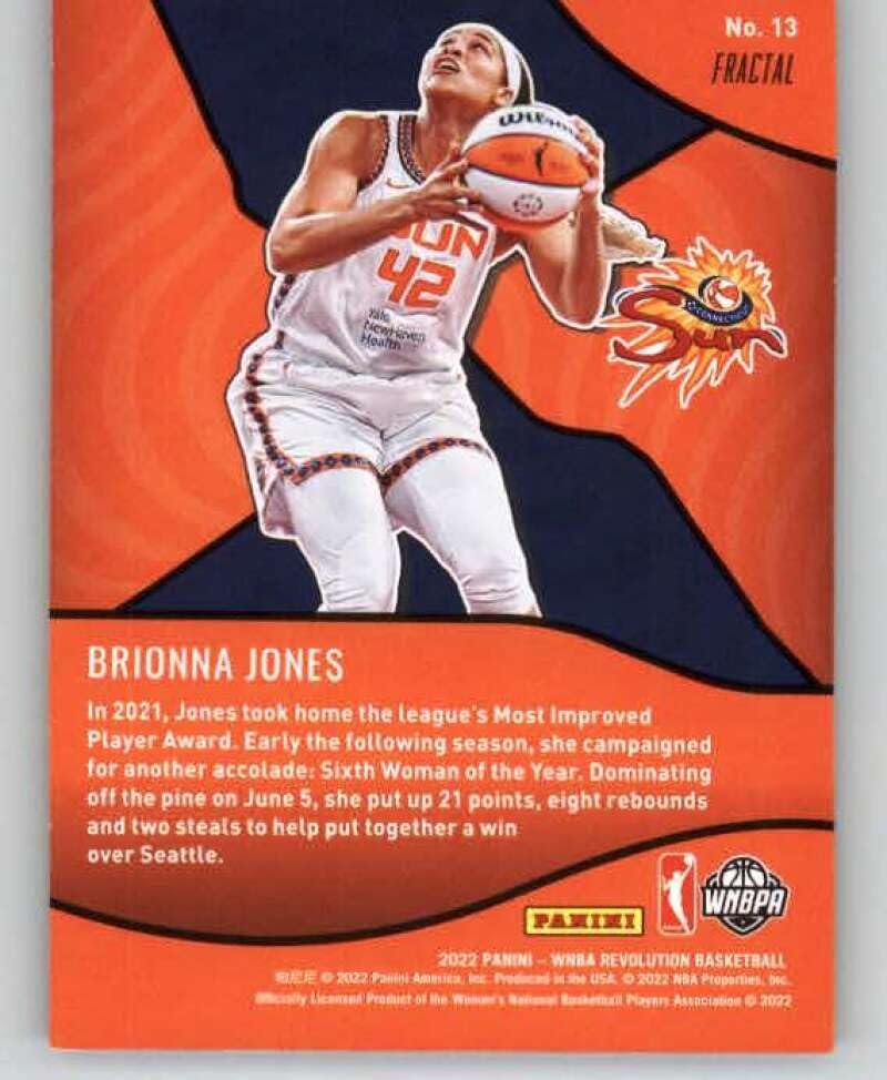 Miniatura 2 de Panini WNBA Revolution Shock Wave Fractal #13 Brionna Jones Connecticut Sun - Tarjeta de intercambio de baloncesto 2022