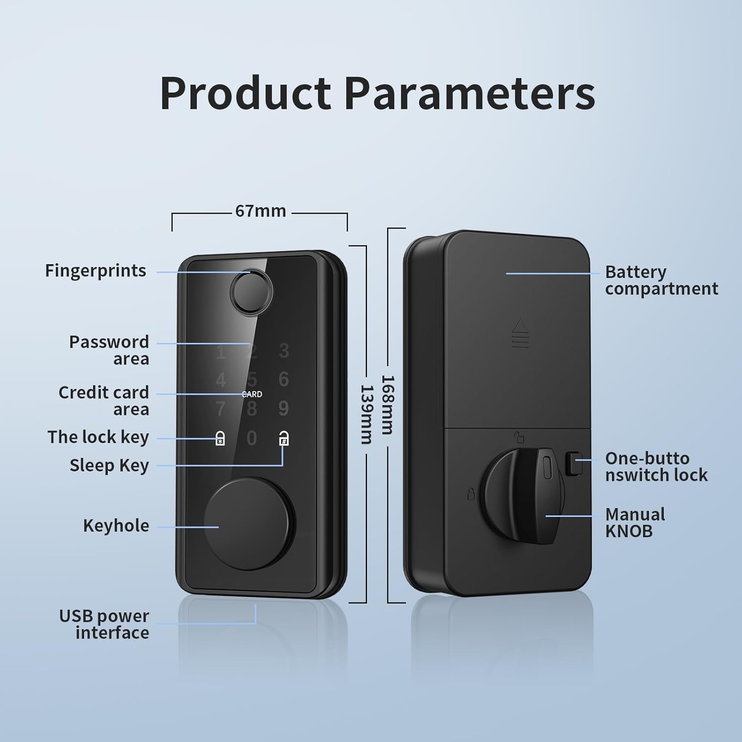 Fingerprint Smart Door Lock with Bluetooth,Keyless Entry Door Lock for Front Door, App Remote Control, Deadbolt with 6-in-1 Electronic Keypad