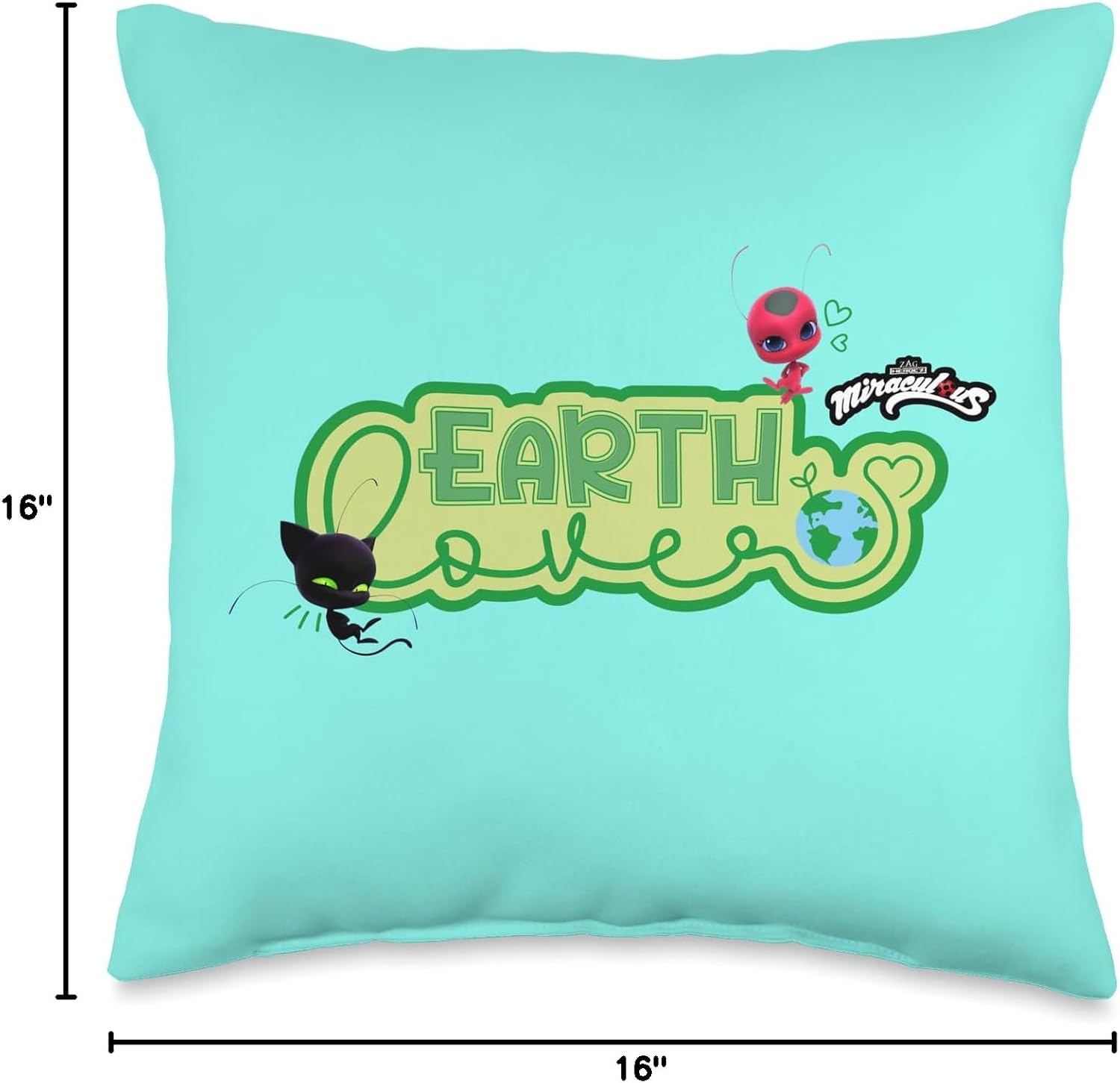 Miraculous Ladybug Earth Day Earth Lovers Throw Pillow