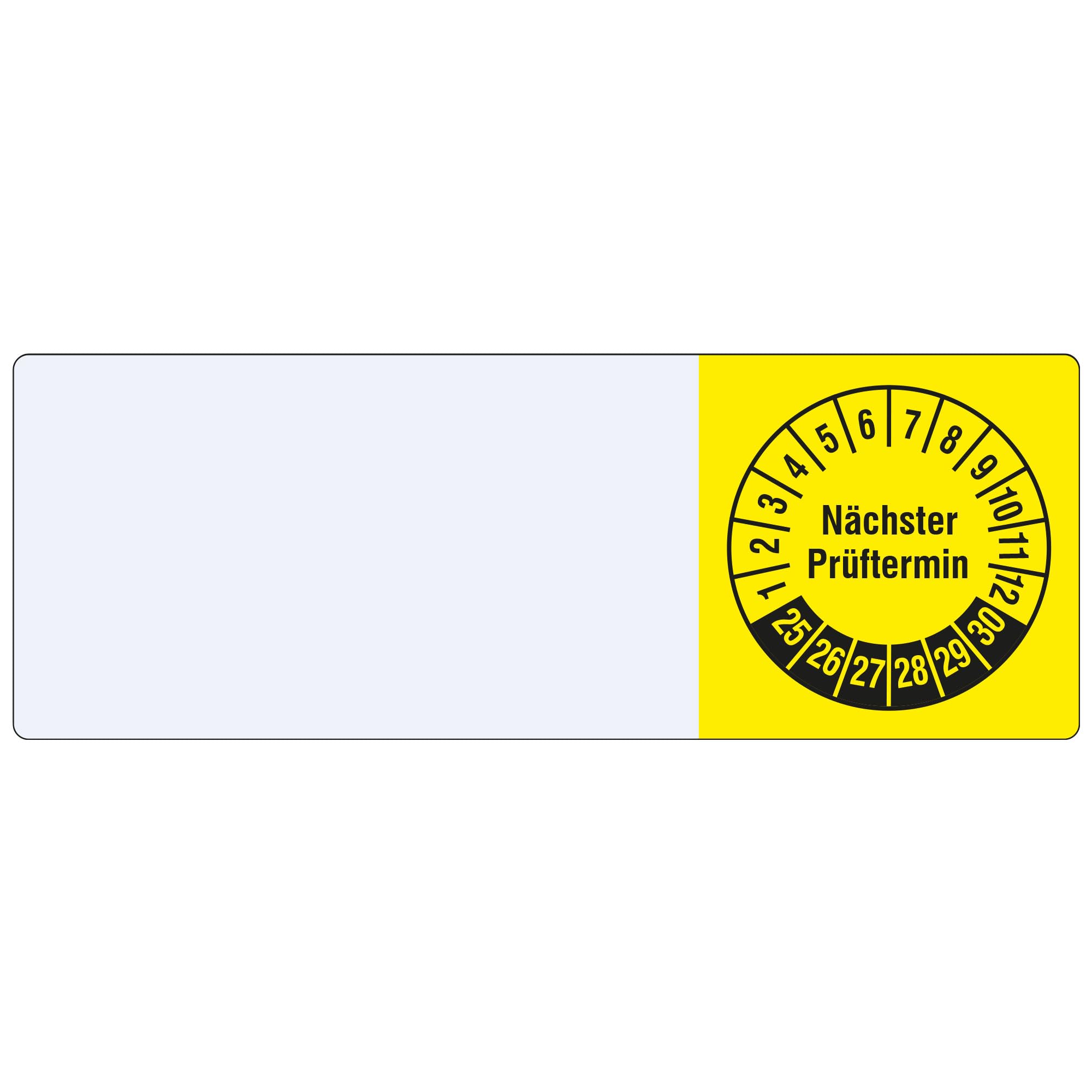 Produktbild von Labelident Kabelprüfplaketten 25x70 Mm – 1000 Stück Für Kabel 7,5–16,5 Mm, DGUV Vorschrift 3, Prüfzeitraum 2027–2032, Blau-weiß
