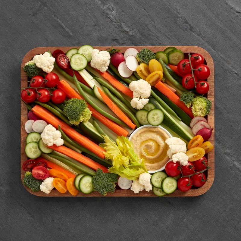 Miniatura 7 de Farberware Build-A-Board Acacia Cutting Board with Built-in Compartments and Clear Locking Lid with White Handles, Perfect for Charcuterie, Snacks,
